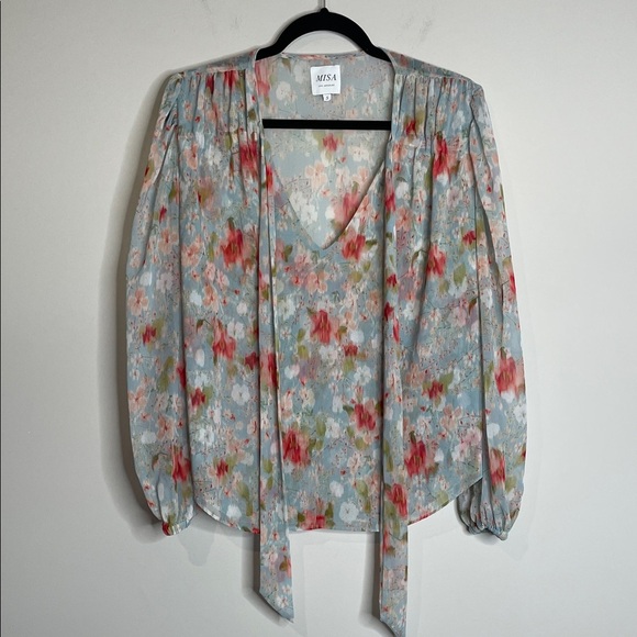 MISA | Women’s Alis Angeles Cayla Floral Scarf Blouse Size Small - Picture 2 of 7